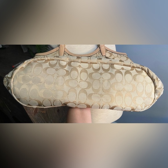 Coach Signature Devin Emerald Canvas Stripe Shoulder Bag - Picture 12 of 12